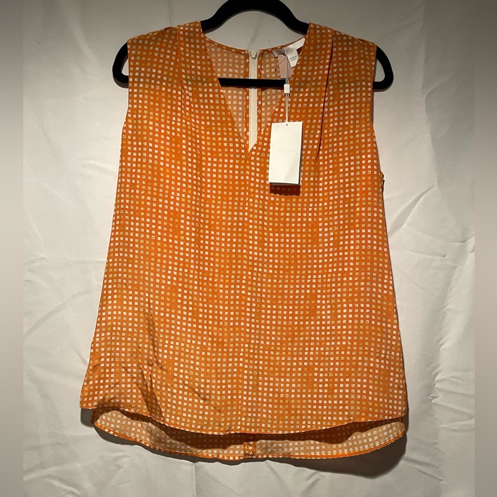 Hugo Boss Orange and White Sleeveless V-Neck Camisole